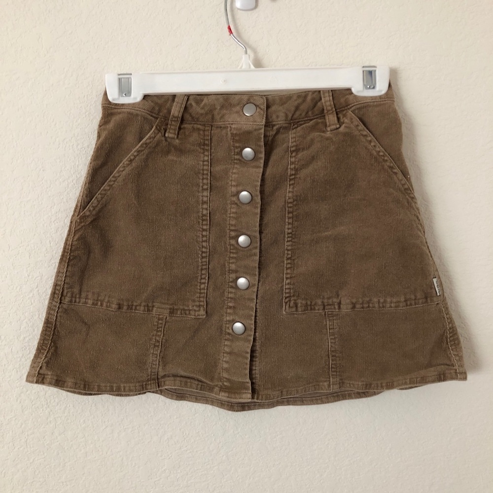 Corduroy Khaki Skirt Button Front